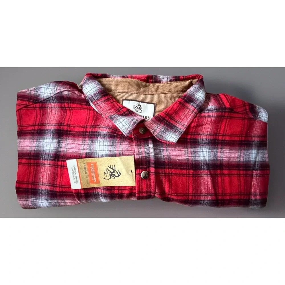 New Legendary Whitetails Buck Camp Flannel Shirt Red Black Plaid 3XL NWT JBHS